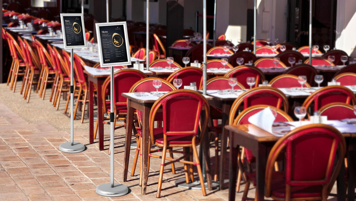 INFORMATIONSSTÄNDER A4, mit Aluminiumrahmen - Weiß, Metall (24/24/108cm) - ALLboards