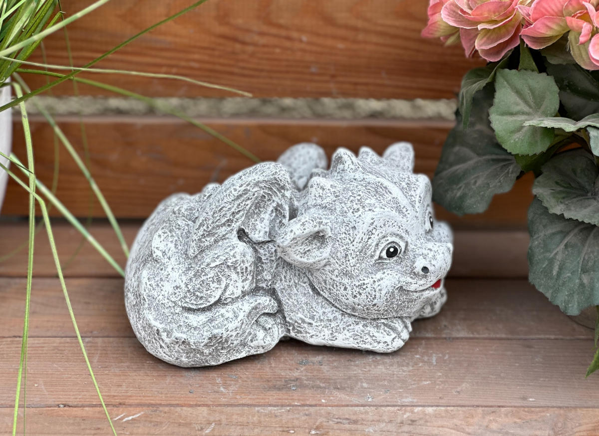 STEINFIGUR Drache Enzo, frostfest, massiv - Grau, Stein (14/10/16cm) - stoneandstyle