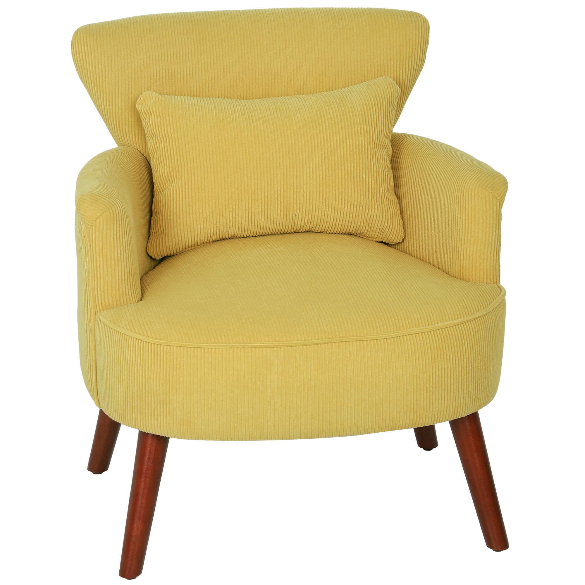 SESSEL mit Rückenlehne, abgerundeten Armlehnen Gepolstert Loungesessel Kordoptik - Gelb, Holz/Textil (69/78/69.5cm) - HOMCOM