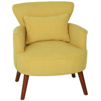 SESSEL mit Rückenlehne, abgerundeten Armlehnen Gepolstert Loungesessel Kordoptik - Gelb, Holz/Textil (69/78/69.5cm) - HOMCOM