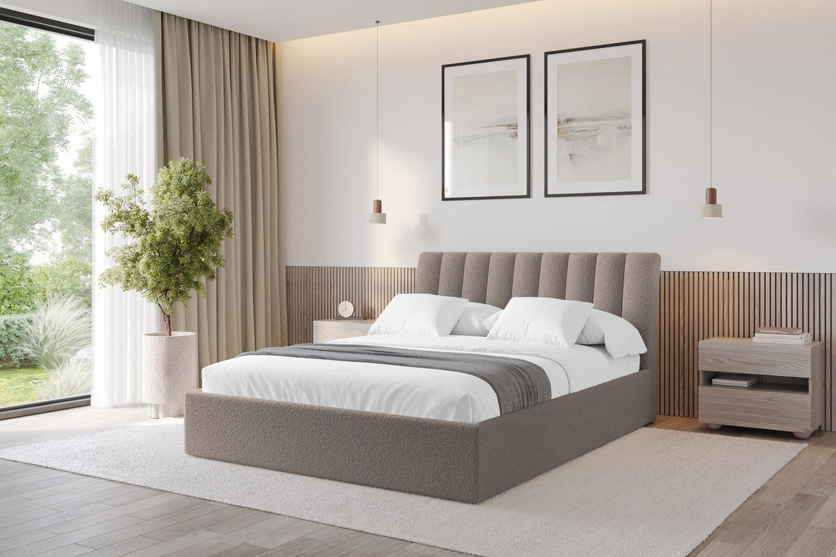 POLSTERBETT mit Bettkasten und Lattenrost, Boxbett ohne Matratze - ILAN 180x200 Braun - Braun, Holzwerkstoff/Textil (180/200cm) - ALTDECOR