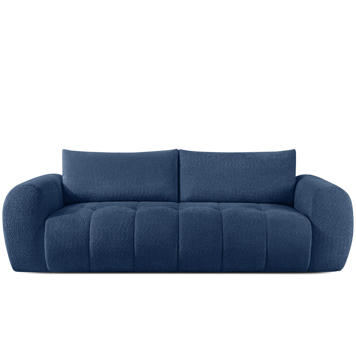 SOFA LIRA mit Pouf, Dunkelblau, Bouclé - Dunkelblau, Holz/Holzwerkstoff (96/43/50cm) - KONSIMO®