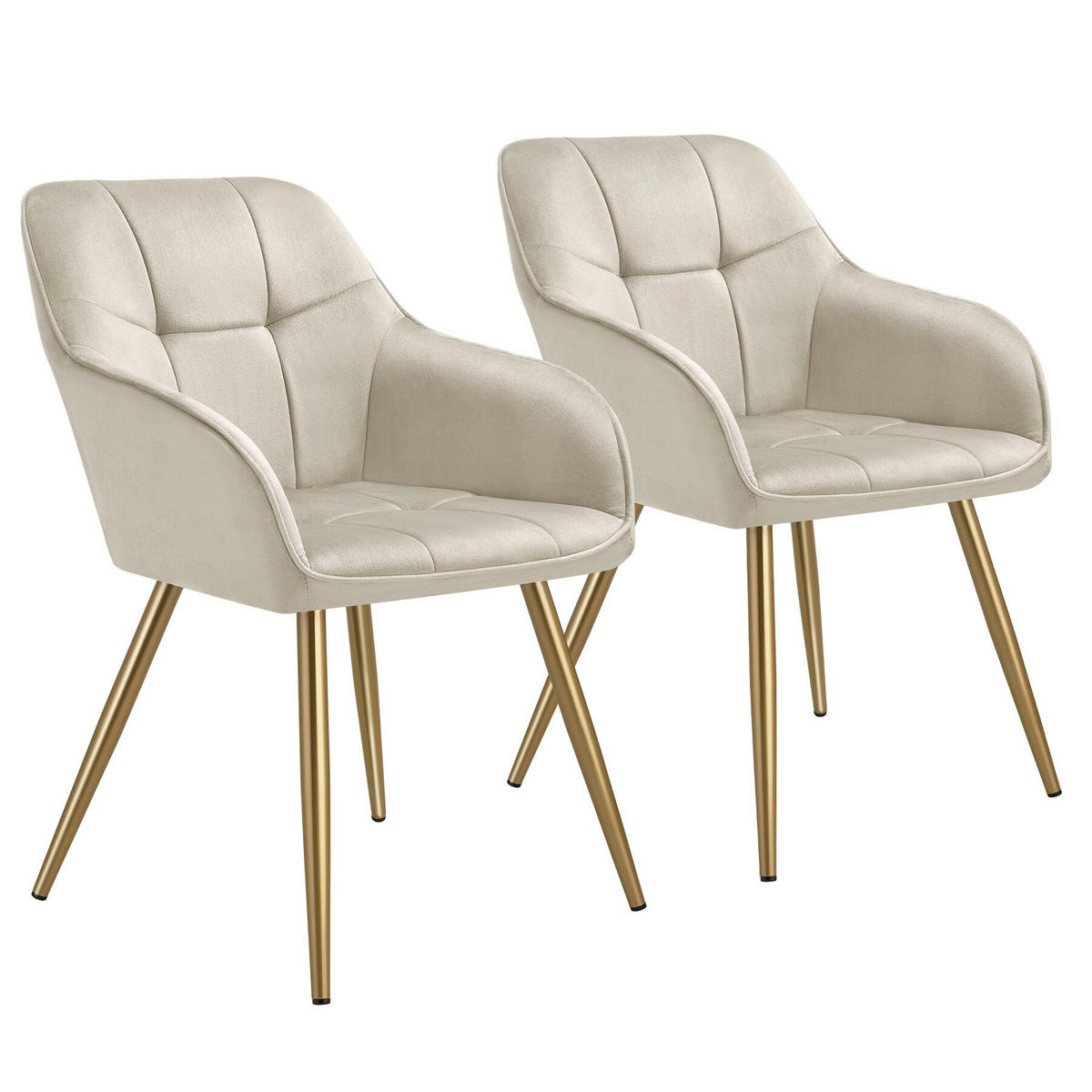 ESSZIMMERSTUHL 2er Set Marilyn 58 x 62 x 82 cm creme/gold - Goldfarben/Creme, Kunststoff (58/82/62cm) - tectake