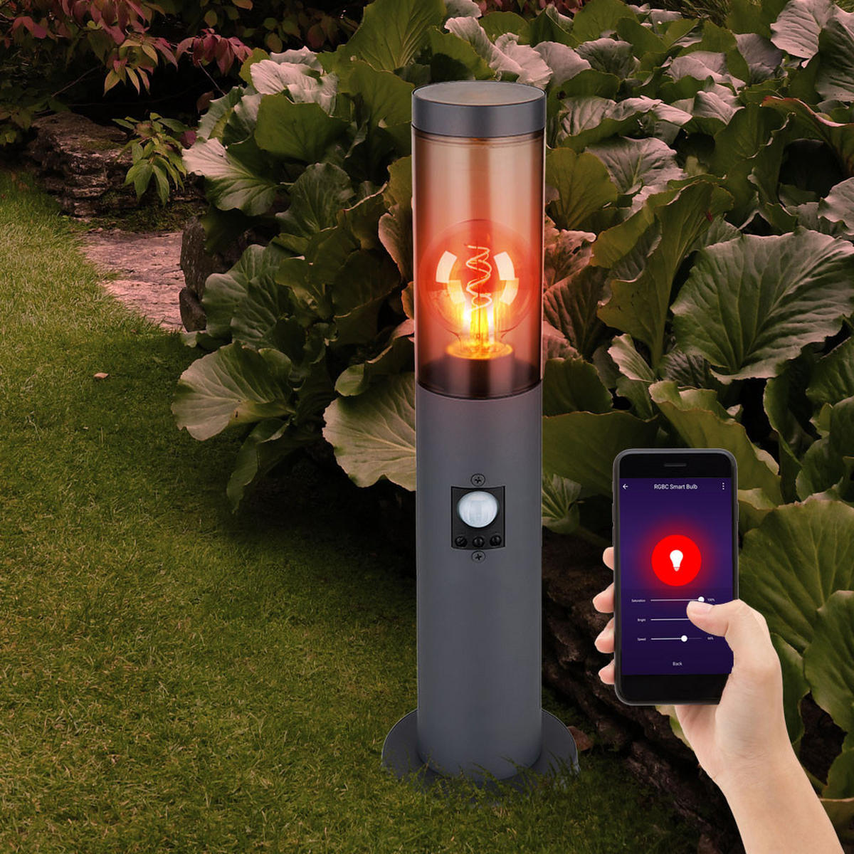 LED AUSSENLEUCHTE Edelstahl Anthrazit - Anthrazit, Metall (12.7/12.7/45cm) - Globo Lighting