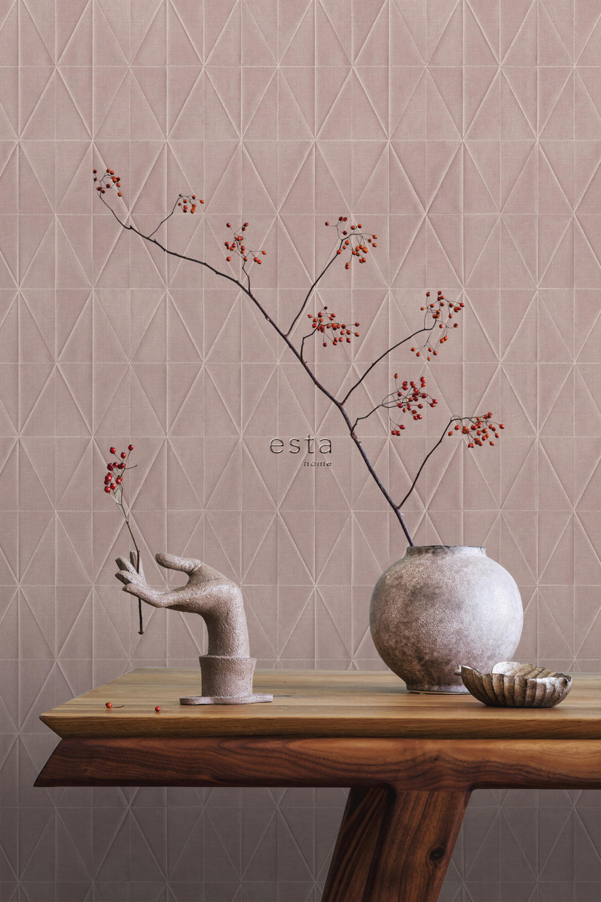 TAPETE Origami-Muster 53 cm x 10.05 m - Pink, Papier (53/1000cm) - ESTAhome