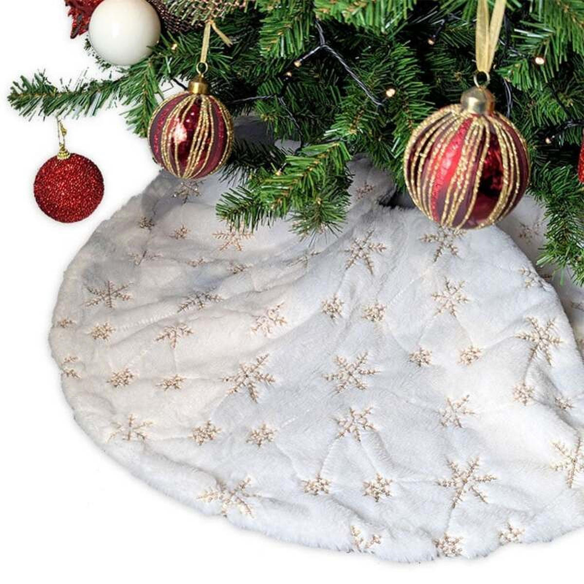 UNIQUE Living - Weihnachtsbaumdecke Amara - 120x120cm - Weiß - Weiß, Textil (120cm) - Unique Living
