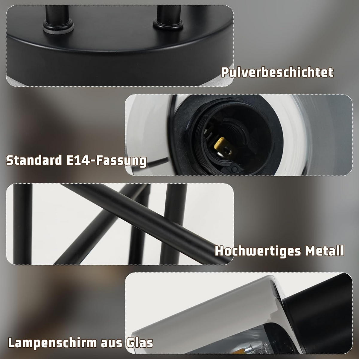 DECKENSTRAHLER Kerzia 24.5/15/74.2 cm - Schwarz, Metall (74.2/24.5/15cm) - ZMH