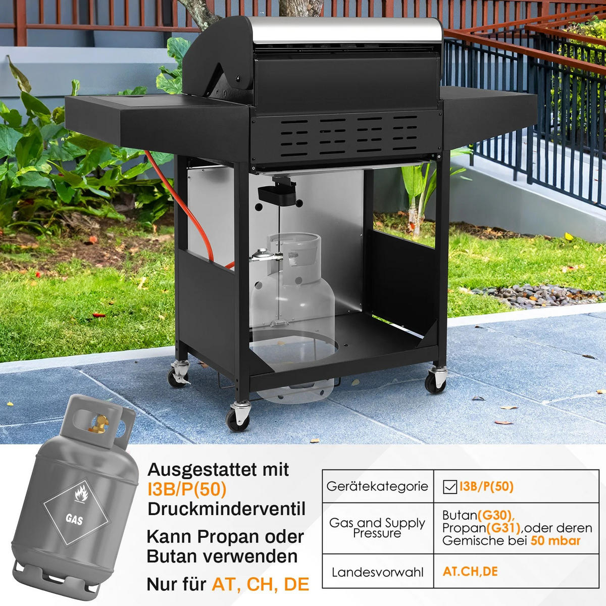 GASGRILL Silber 5-Brenner - Silberfarben, Metall (135/136/44cm) - Kaket