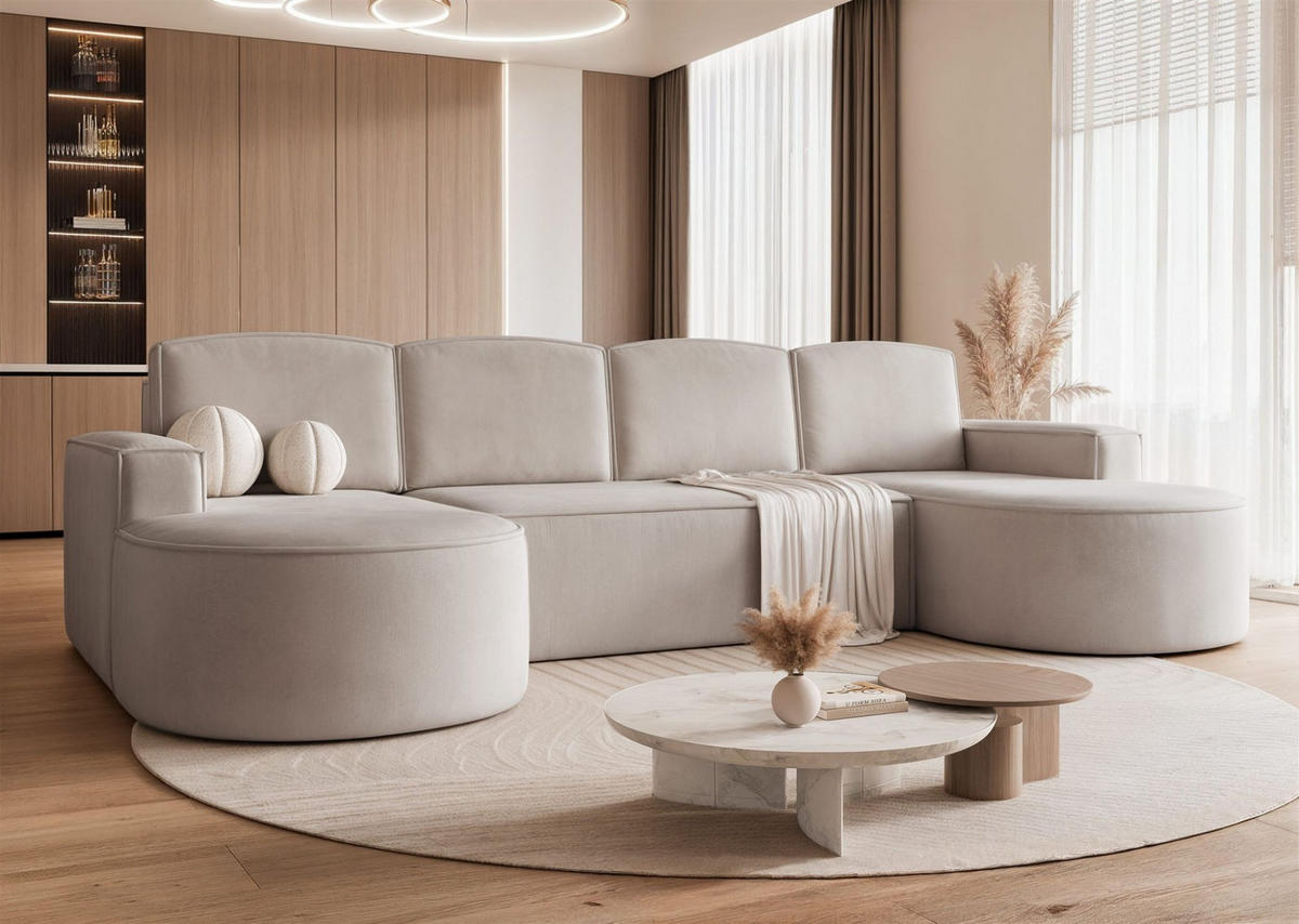 WOHNLANDSCHAFT Arlet Schlaffunktion - Beige, Holzwerkstoff/Textil (316/88/157cm) - Fun Möbel