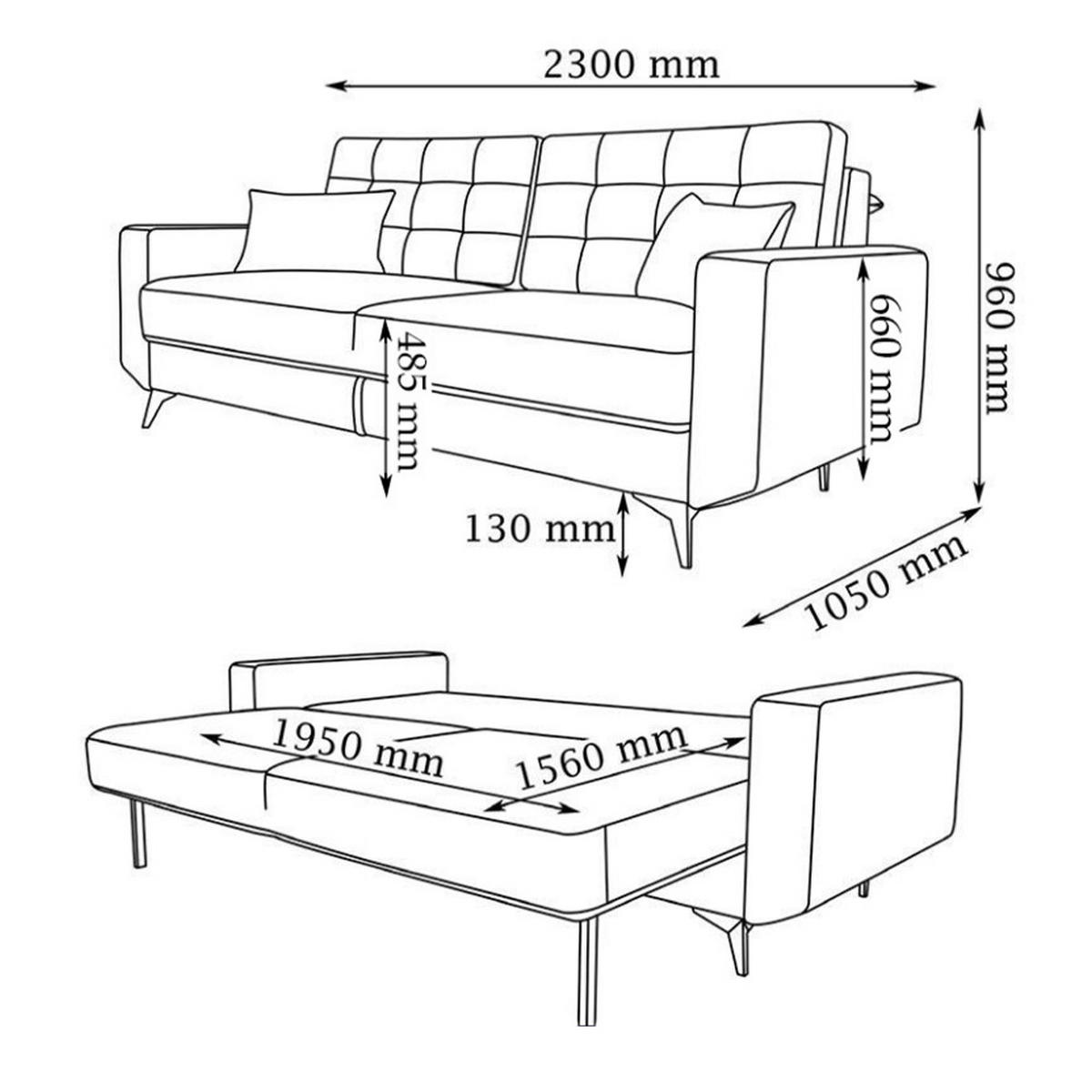 SOFA York Braun 230 cm - Braun, Holz (230/96/105cm) - VitaliSpa