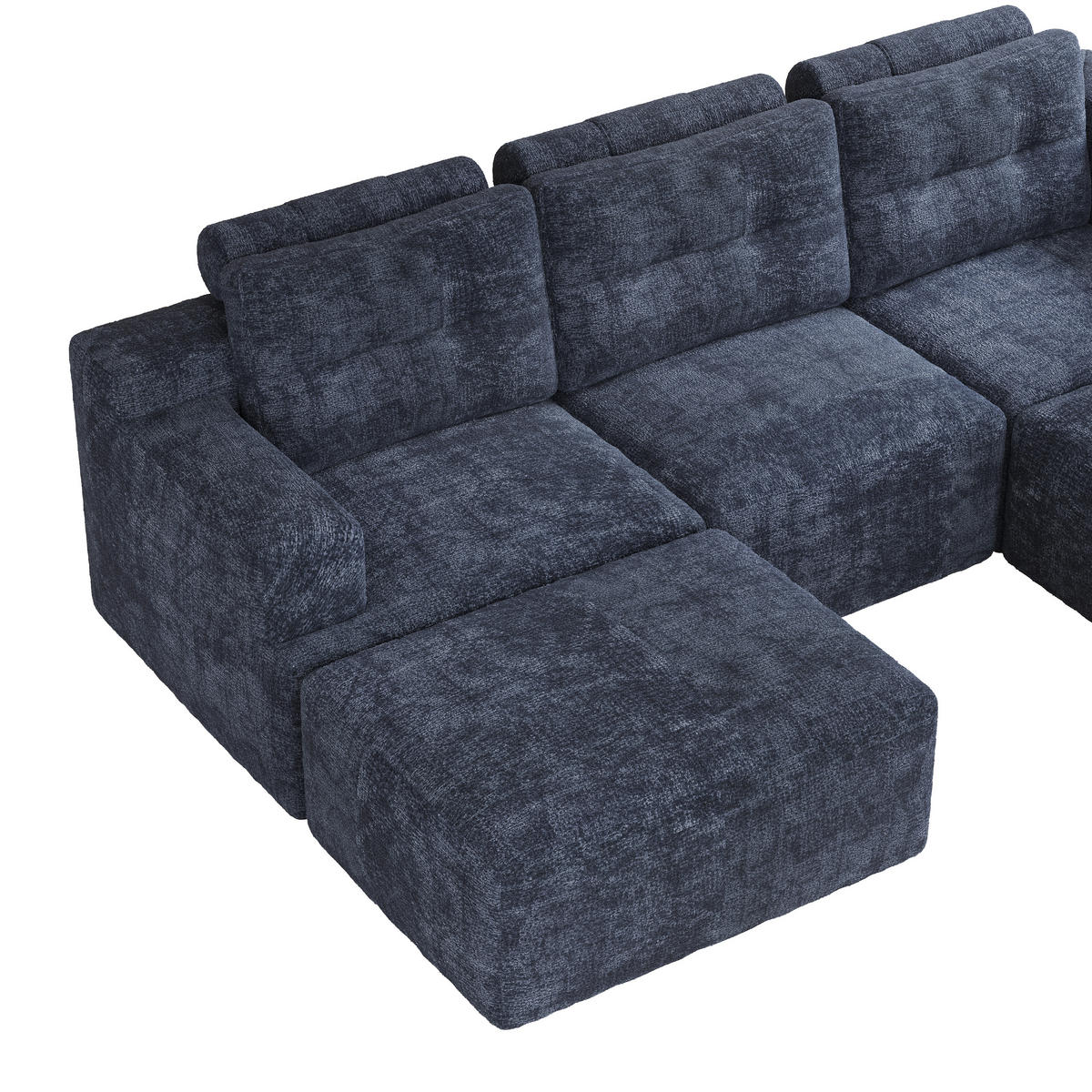 WOHNLANDSCHAFT mit rahmenloser Konstruktion und Chenille-Bezug - Blau, Textil (252/82/180cm) - EVRYAE