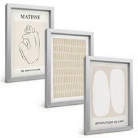 BILDER SET 3er Set - 20x30 cm Silberner Rahmen - Linien, Formen, Beige, Weiß - Silberfarben, Kunststoff (20/30cm) - TULUP