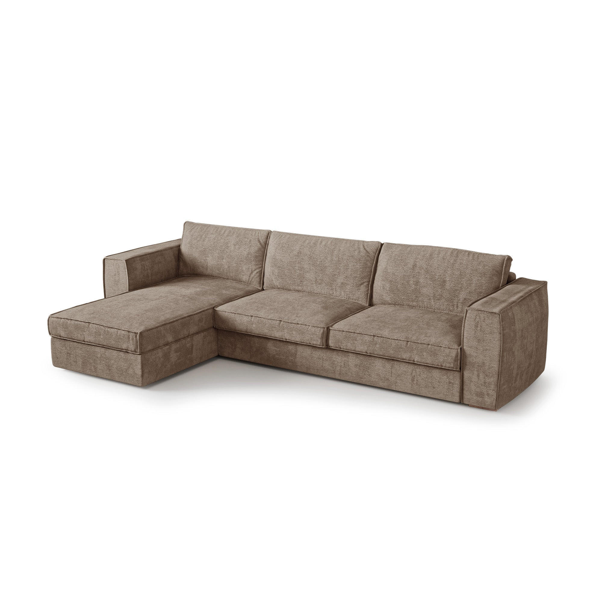 LINKSECK-SCHLAFSOFA MIKA Köpergewebe mit weichem Griff Taupe 292cm - Taupe, Textil (292/100cm) - Premium Interiors