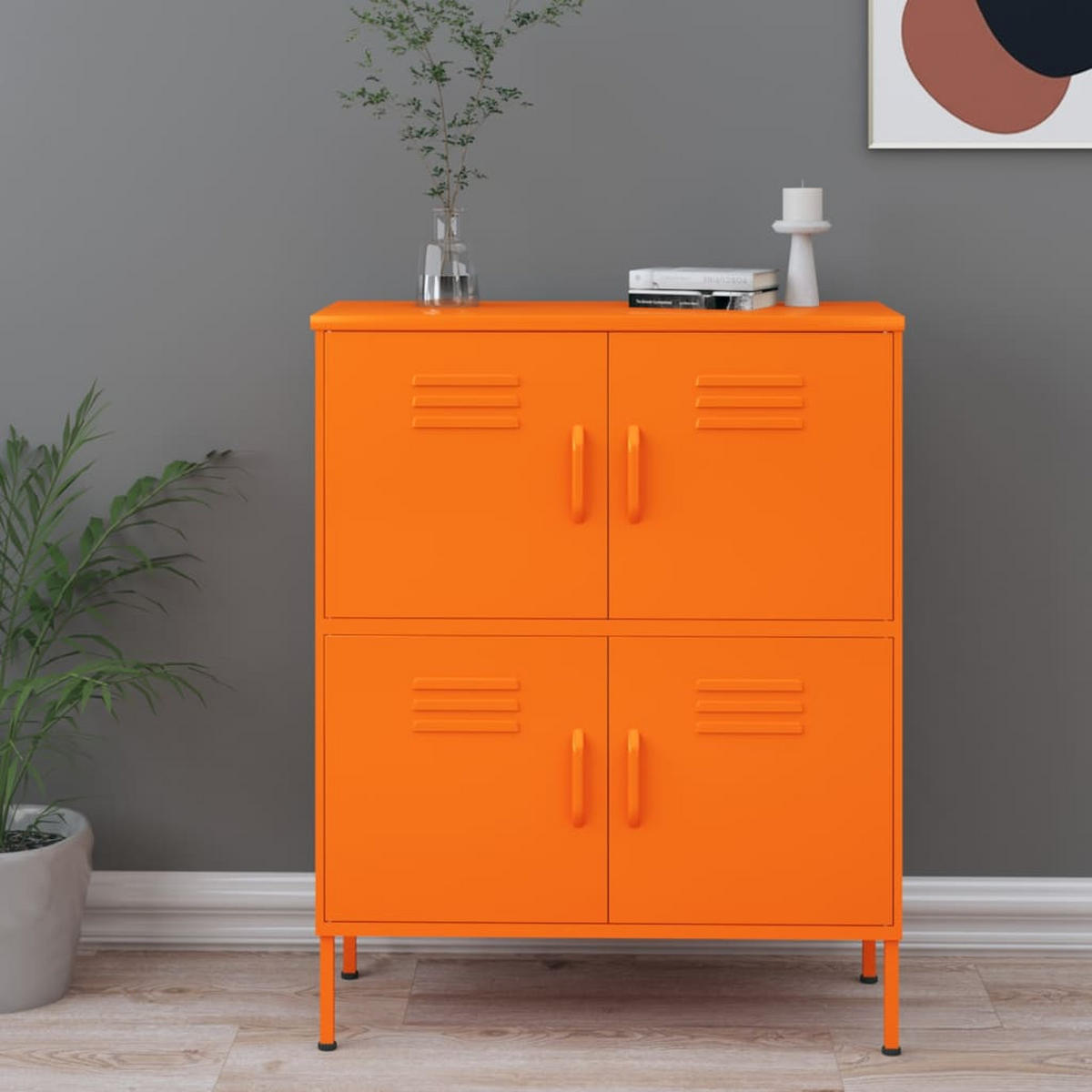 SIDEBOARD mit 4 Türen, 80/35/101,5 cm, aus Stahl, in Orange - Orange, Metall (80/101.5/35cm) - vidaXL