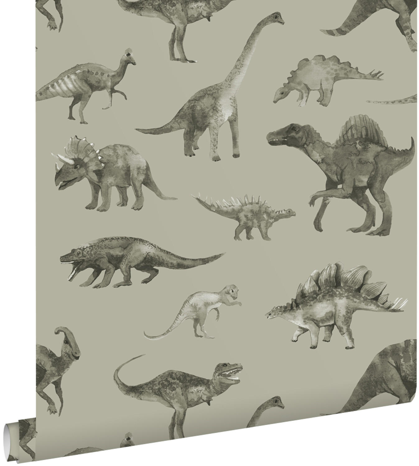 TAPETE Dinosaurier 50 x 900 cm - Grün, Papier (50/0.1cm) - ESTAhome