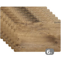 PLATZSETS 6er-Set Holz - Braun - Holzoptik Tisch Untersetzer-Set 45x30 cm - Trüffeleichefarben, Kunststoff (0.3/45/30cm) - MuchoWow