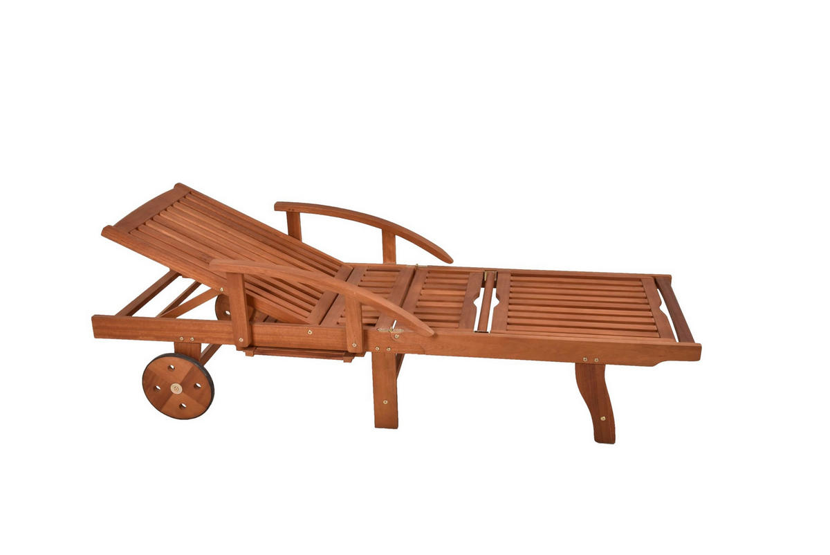 SONNENLIEGE Rolando Verstellbar Eukalyptus Gartenliege - Naturfarben, Holz (74/91/195cm) - DELUKE