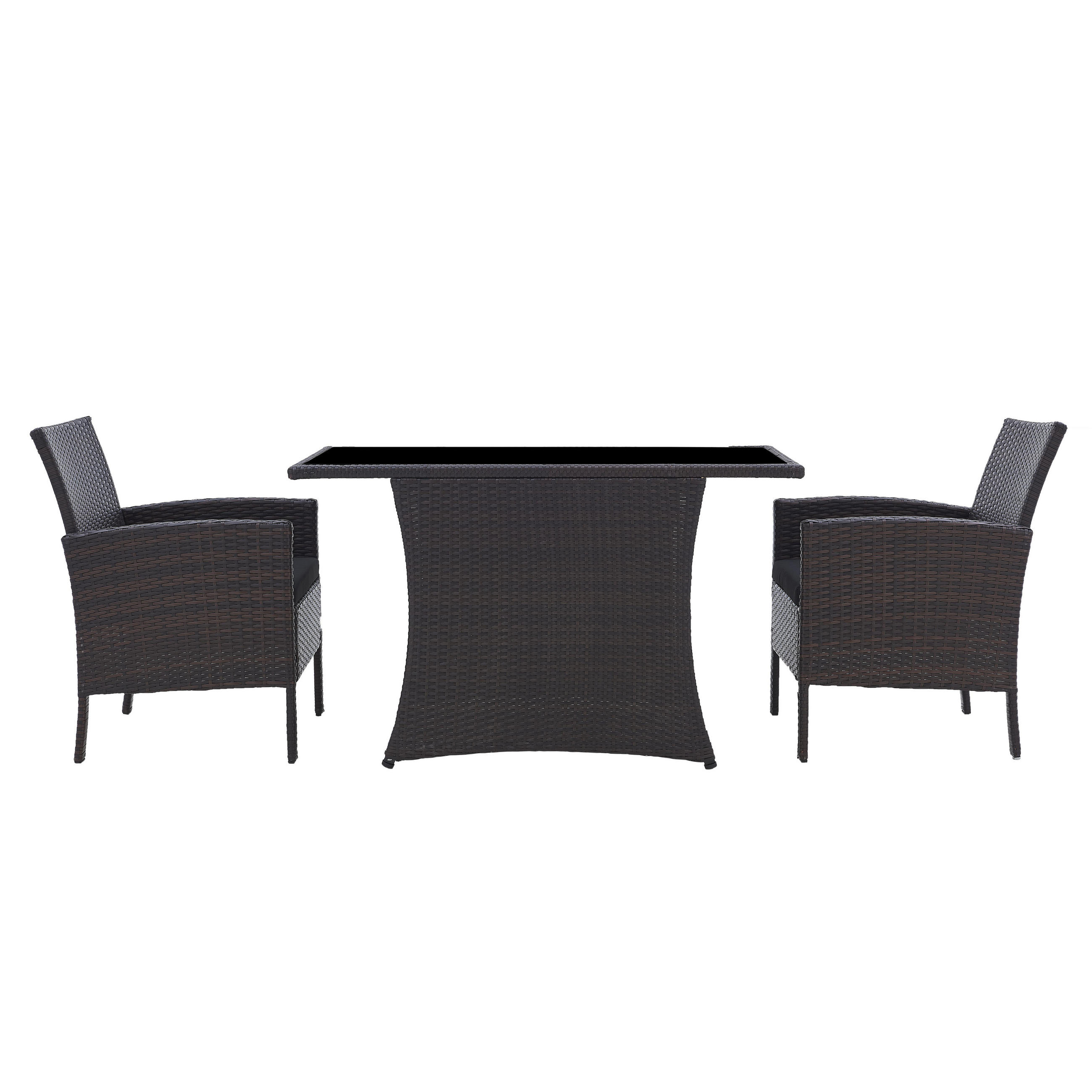SITZGRUPPE Mubi 2 Sessel, 2 Sitzkissen, 1 Tisch, Braun - Braun, Kunststoff - TPFGarden