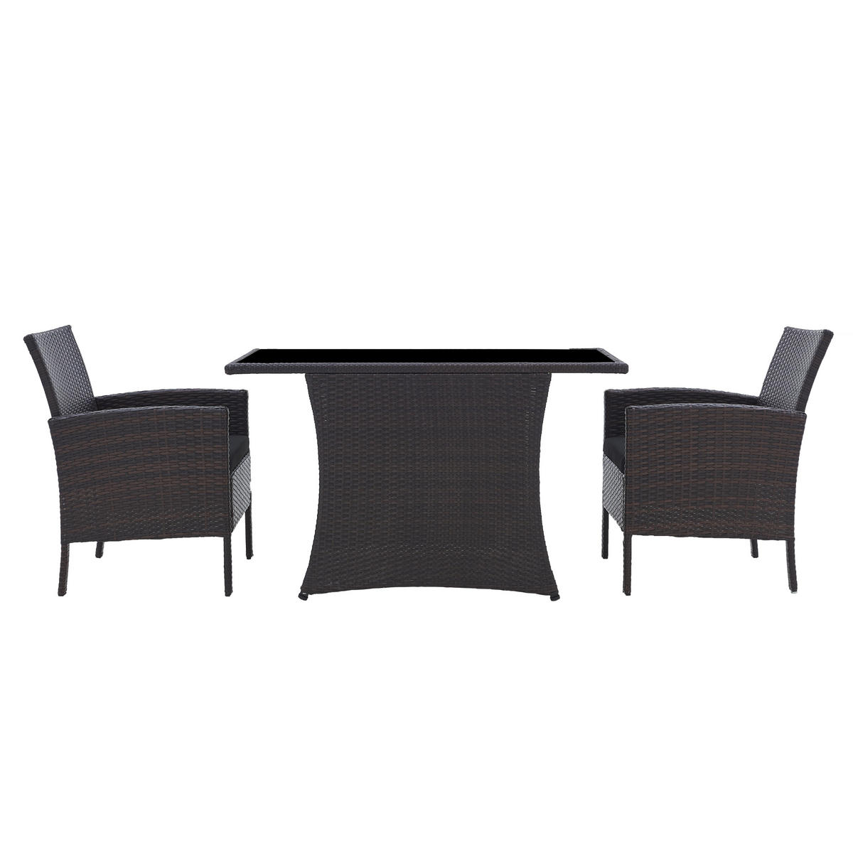 SITZGRUPPE Mubi 2 Sessel, 2 Sitzkissen, 1 Tisch, Braun - Braun, Kunststoff - TPFGarden