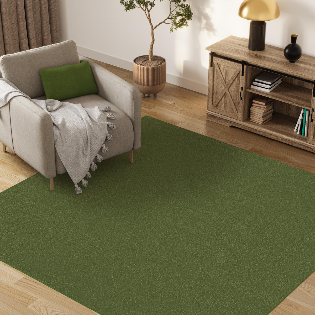 TEPPICH MONO SQUARE Grün 200/200 cm - Grün, Kunststoff (200/200cm) - Tapiso