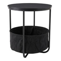 BEISTELLTISCH mit Korb rund Schwarz 45/45/50 cm - Schwarz, Metall (45/45/50cm) - SCENA LIVING