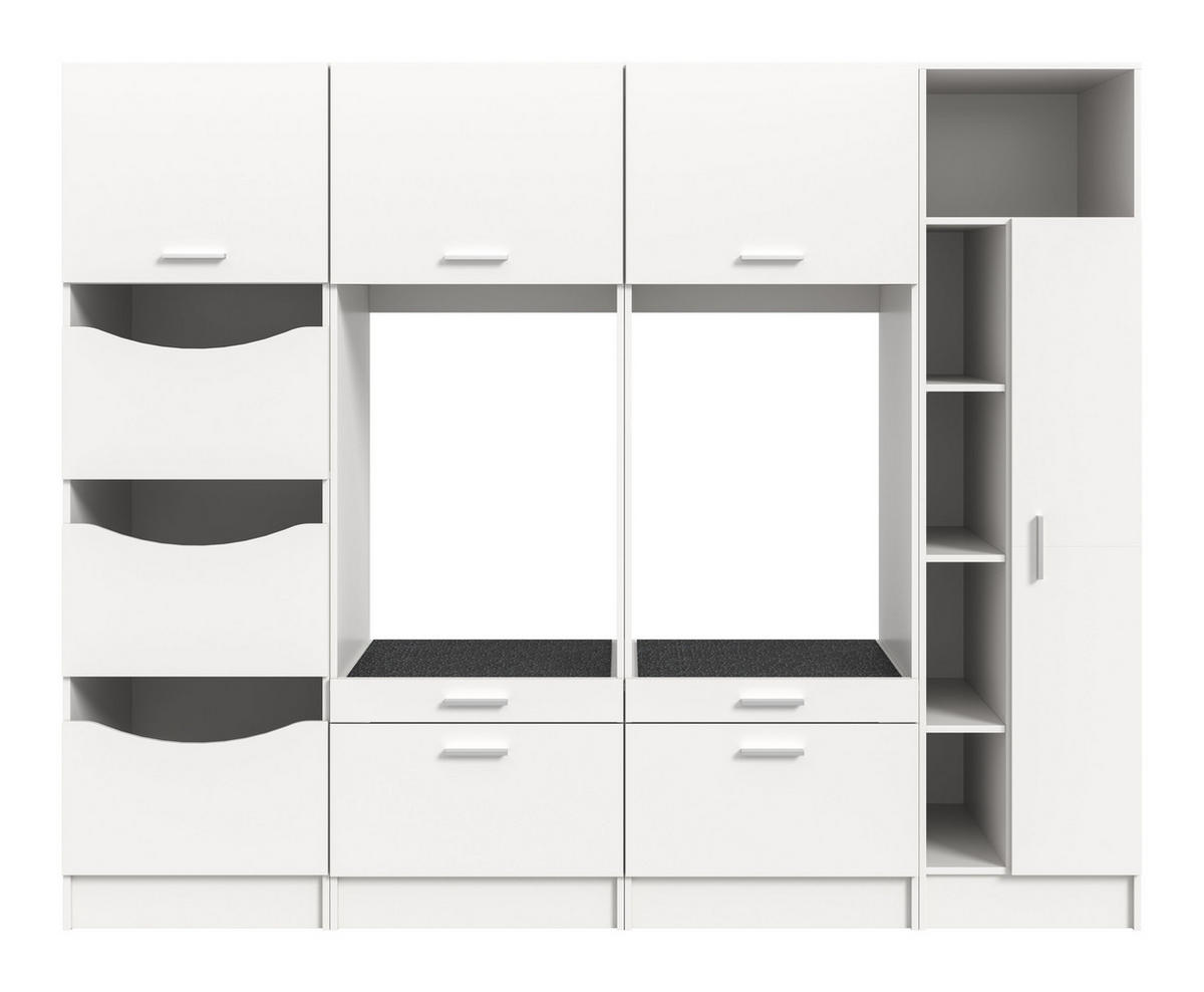 WASCHMASCHINENUMBAU 4tlg. Set Mixx Bad in weiß Nachbildung - modernes Design - B/H/T: 242x195x68 cm - Weiß, Holzwerkstoff (242/195/68cm) - Homes & Jones