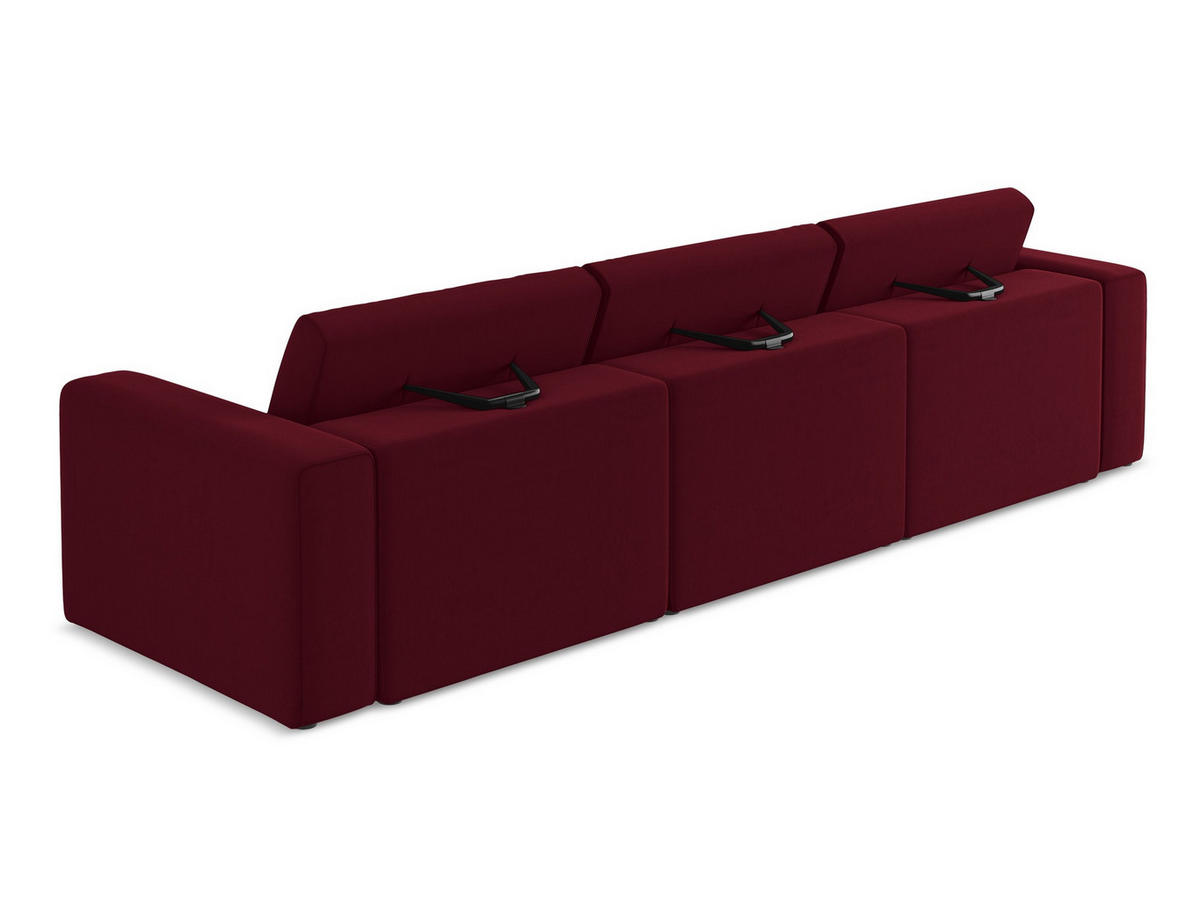 4-SITZER-SOFA Samt Stoff Rot - Bordeaux/Beige, Kunststoff/Textil (314/80/103cm) - Makamii