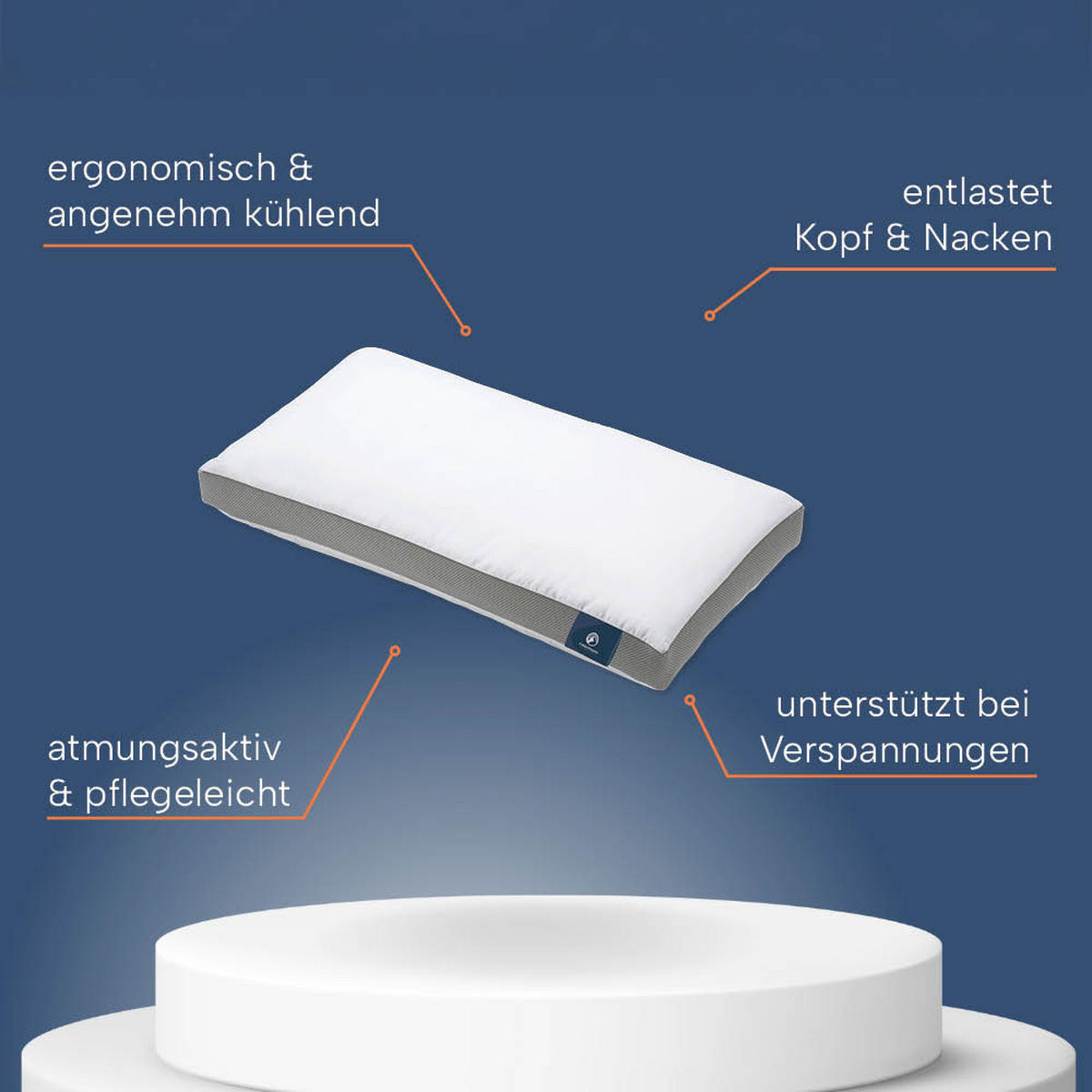 KOPFKISSEN kühlend COOL HEAD, Nackenstützkissen, 40x80 mit 6cm Aussensteg, Rücken- & Seitenschläfer - Weiß, Textil (40/80cm) - casimum