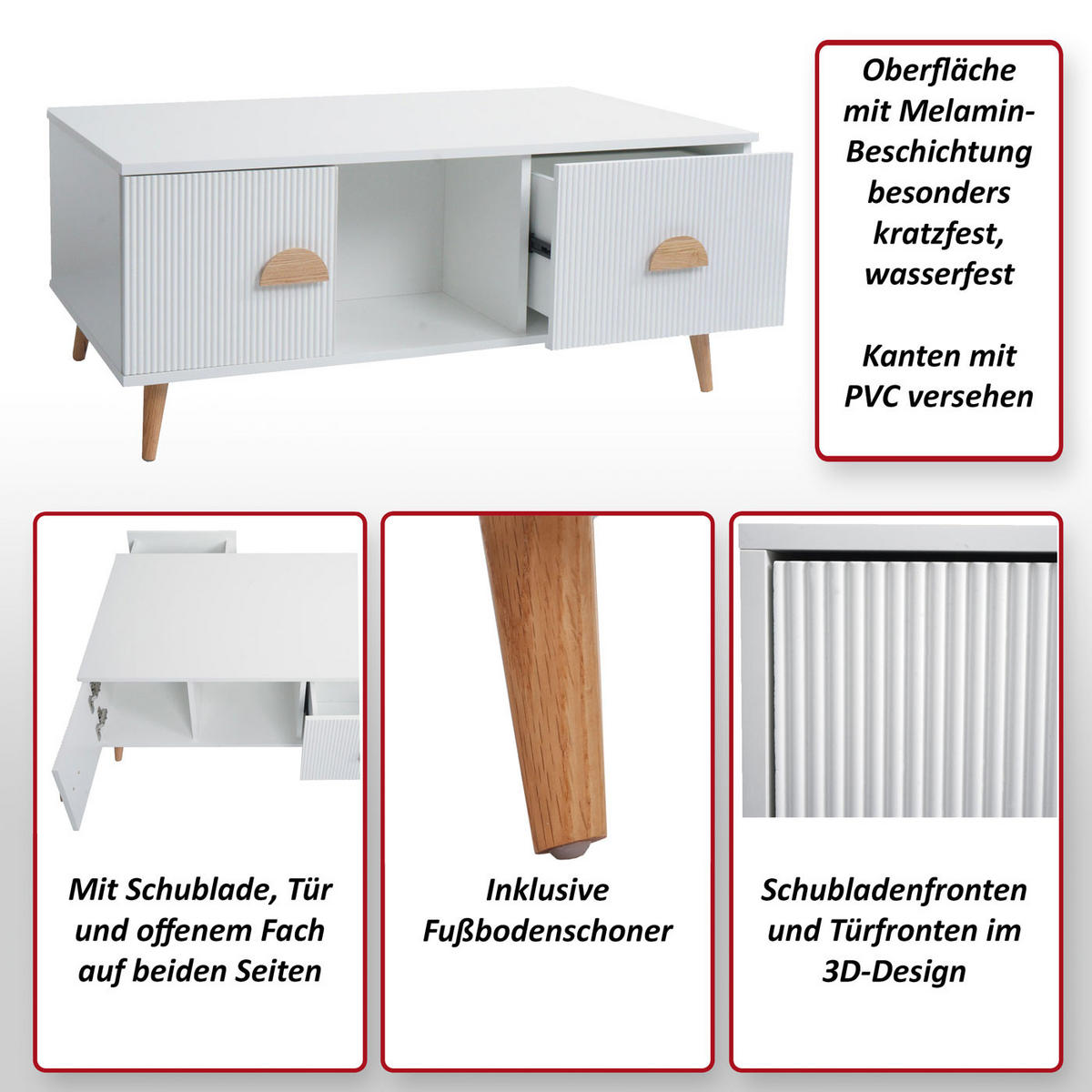 COUCHTISCH eckig Weiß - Weiß, Holz (60/100/43cm) - MCW