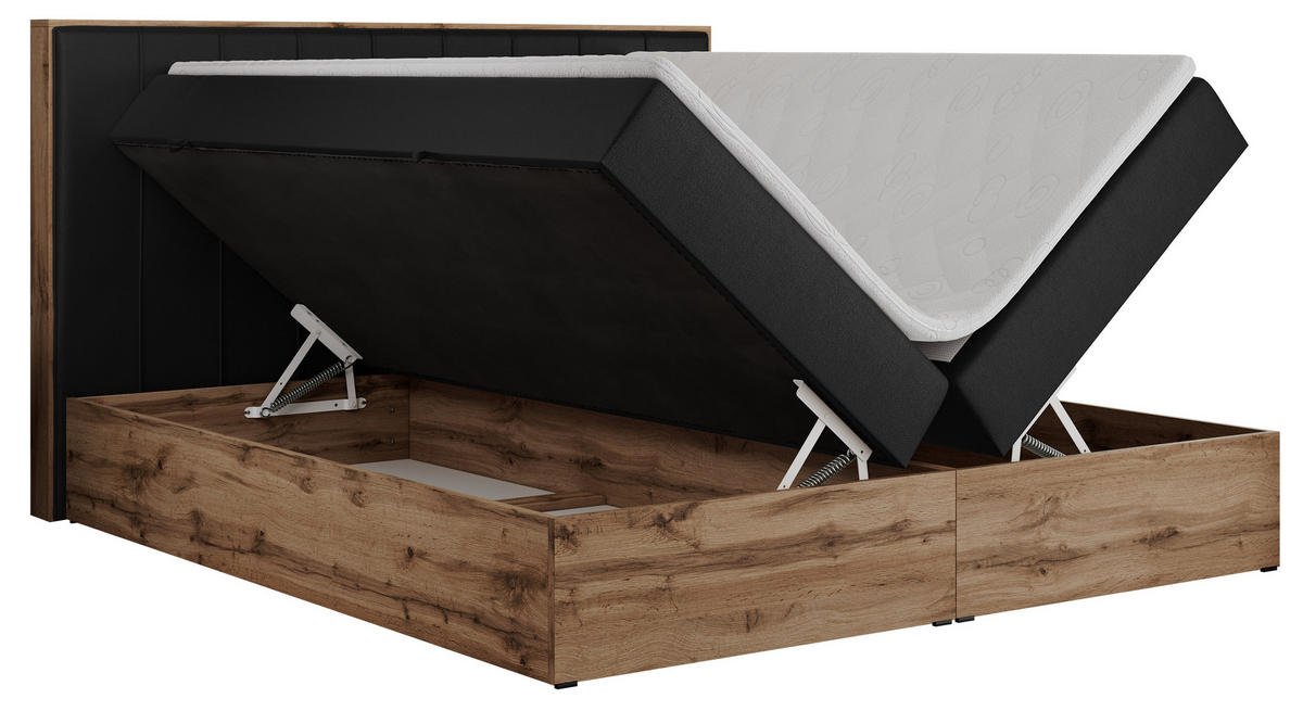 BOXBETT BELLISSIMO 200/200 Schwarz Kunstleder - H3 - Schwarz, Holz/Textil (200/200cm) - MKS