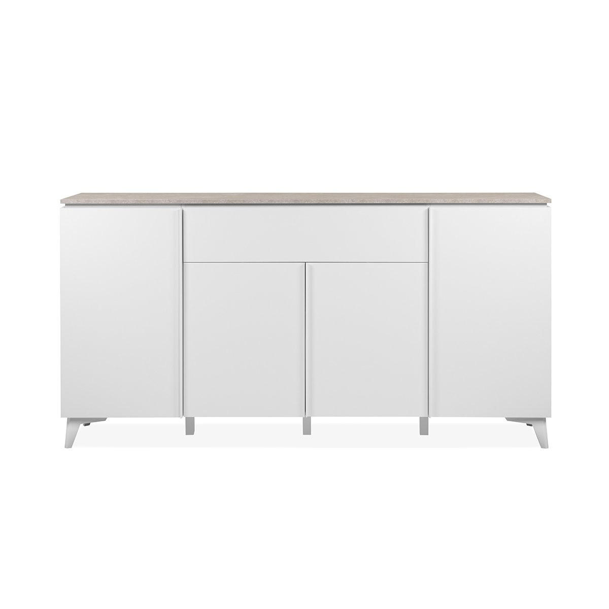 SIDEBOARD 4 Türen 1 Schublade L177 cm - BERTRIX - Weiß, Holzwerkstoff (177/92/40cm) - Finori GmbH