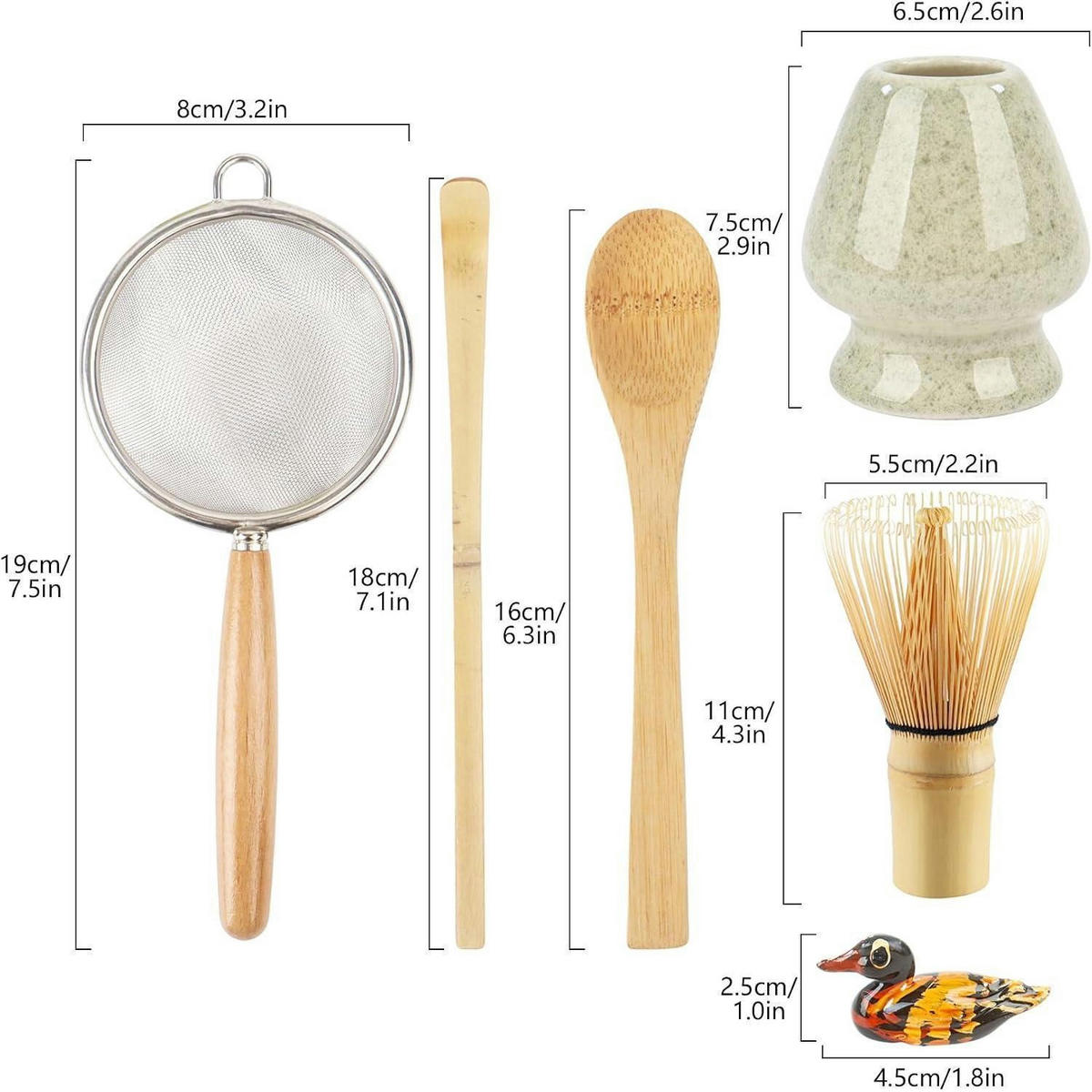 MATCHA Besen Set 6-teilig - Grün, Keramik (8/6.5/19cm)