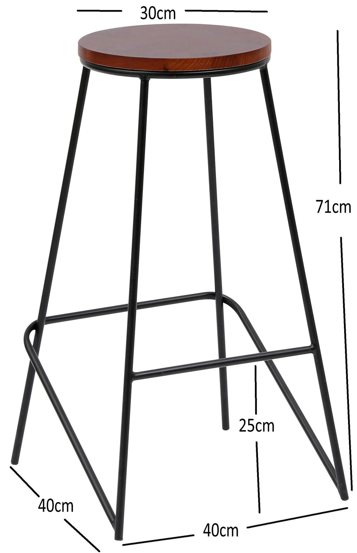 BARHOCKER 4er-Set Holz Braun - Braun, Holz (40/71/40cm) - Nordlys