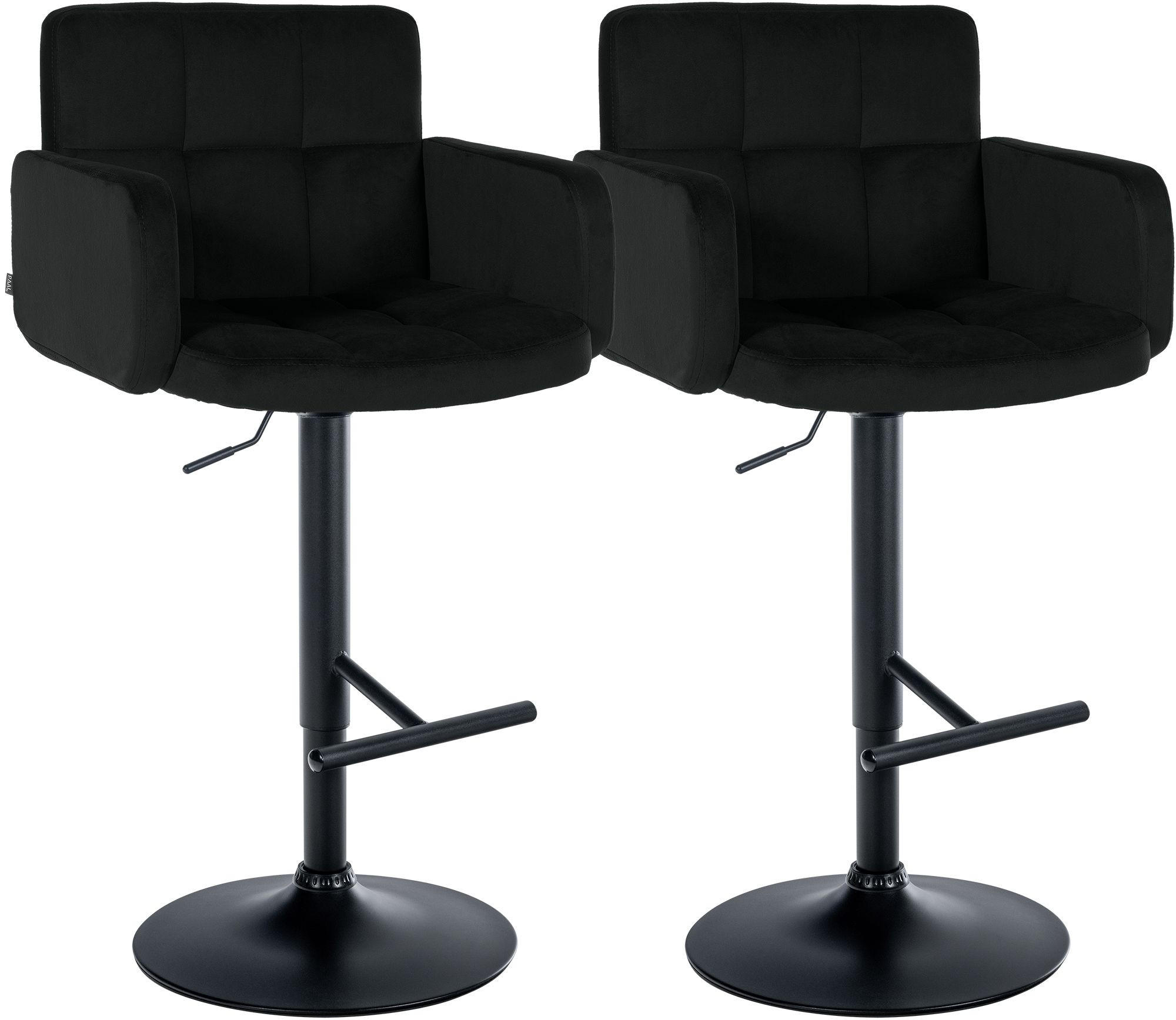 BARHOCKER 2 Samt Schwarz - Schwarz, Textil/Metall (60/93/56cm) - CLP