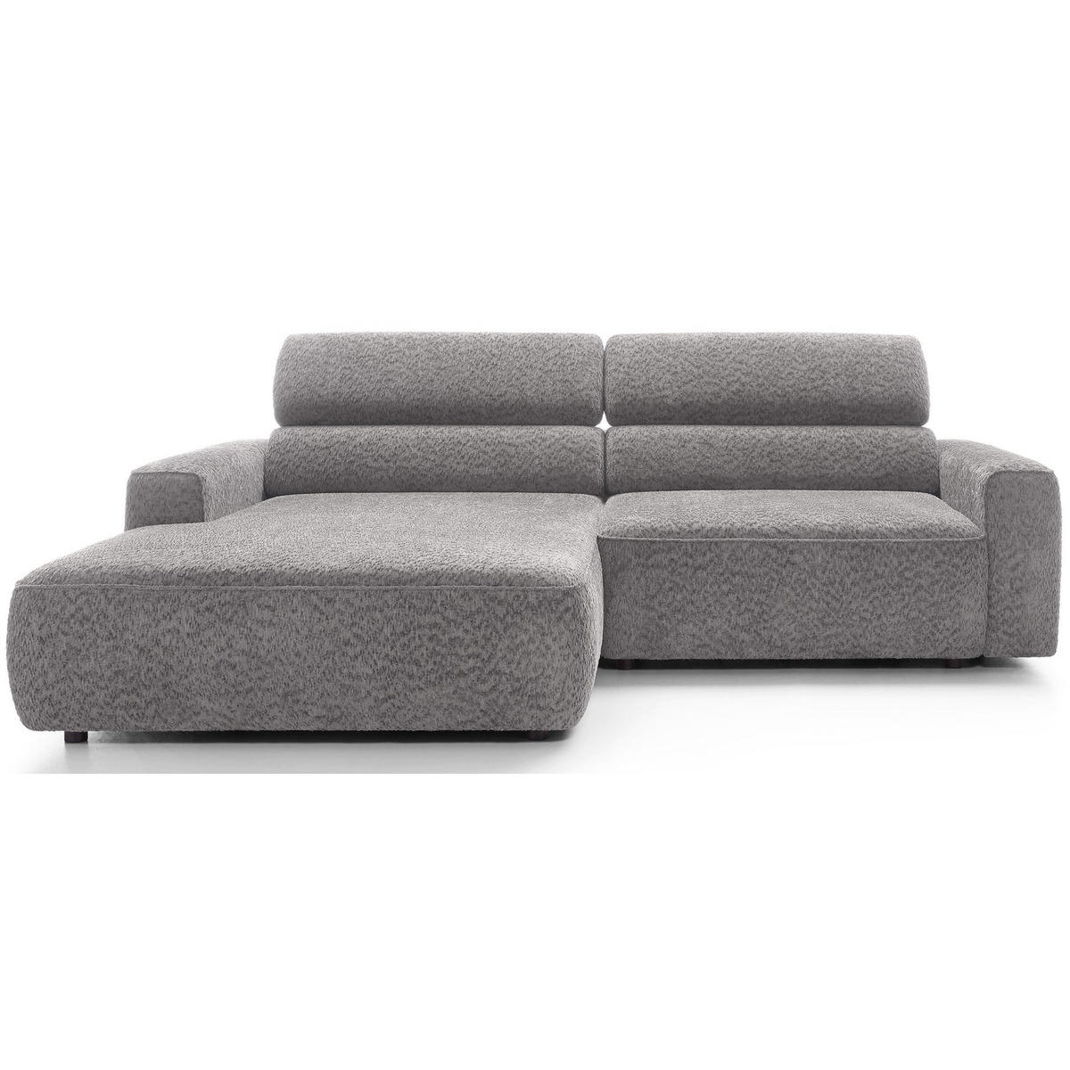 ROHOVÁ pohovka Fando s elektricky výsuvným sedákem, světle šedý ženil, levá - černá/světle šedá, textil/plast (252/182cm) - Selsey