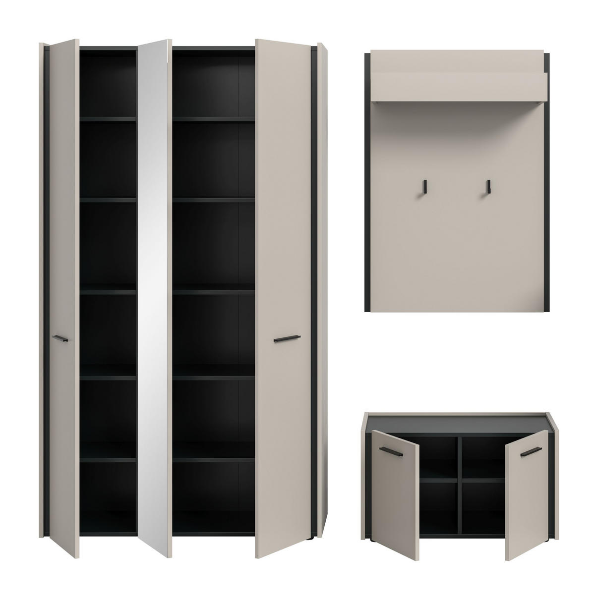 GARDEROBEN-SET Emil Kaschmir 197/40/190 cm - Beige, Holzwerkstoff (197/190/40cm) - Xonox