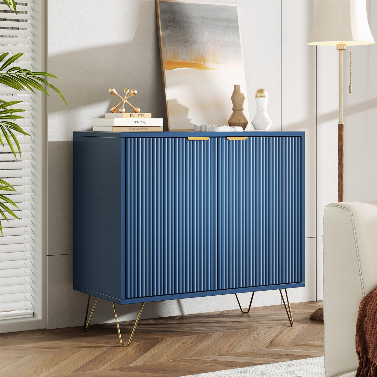 SIDEBOARD 80x40x78 cm 2 Türen Einlegeboden blau - Blau, Holz (80/78/40cm) - Fortuna Lai