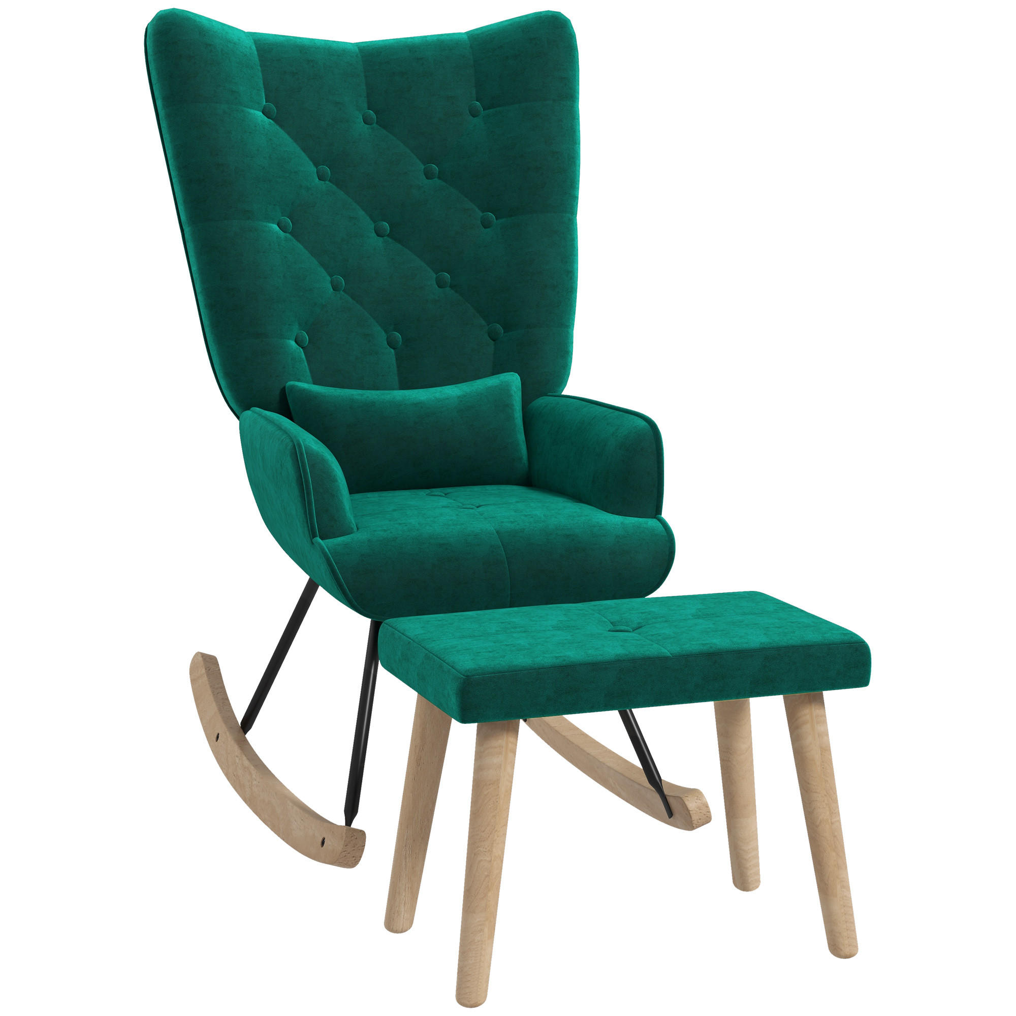 SCHAUKELSESSEL mit Hocker - Grün, Kunststoff (96/101/66cm) - HOMCOM