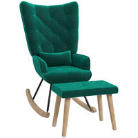 SCHAUKELSESSEL mit Hocker - Grün, Kunststoff (96/101/66cm) - HOMCOM