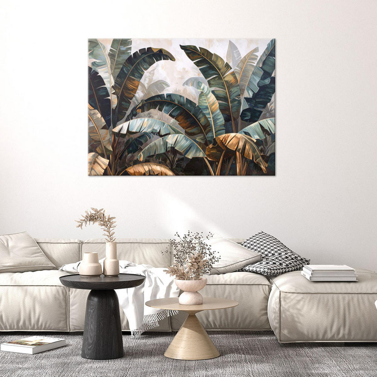 WANDBILD, Tropische Bananenblätter Natur Pflanzen - Grün, Textil (30/20cm) - Feeby