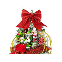 WEIHNACHTSBAUM künstlicher 60 cm mit LED-Beleuchtung, ROTERNUSSKNACKER, mit 35 Weihnachtsbaumschmuck, Pflanztopf mit Jutesack - Rot/Goldfarben, Kunststoff/Stein (40/60cm) - LAALU