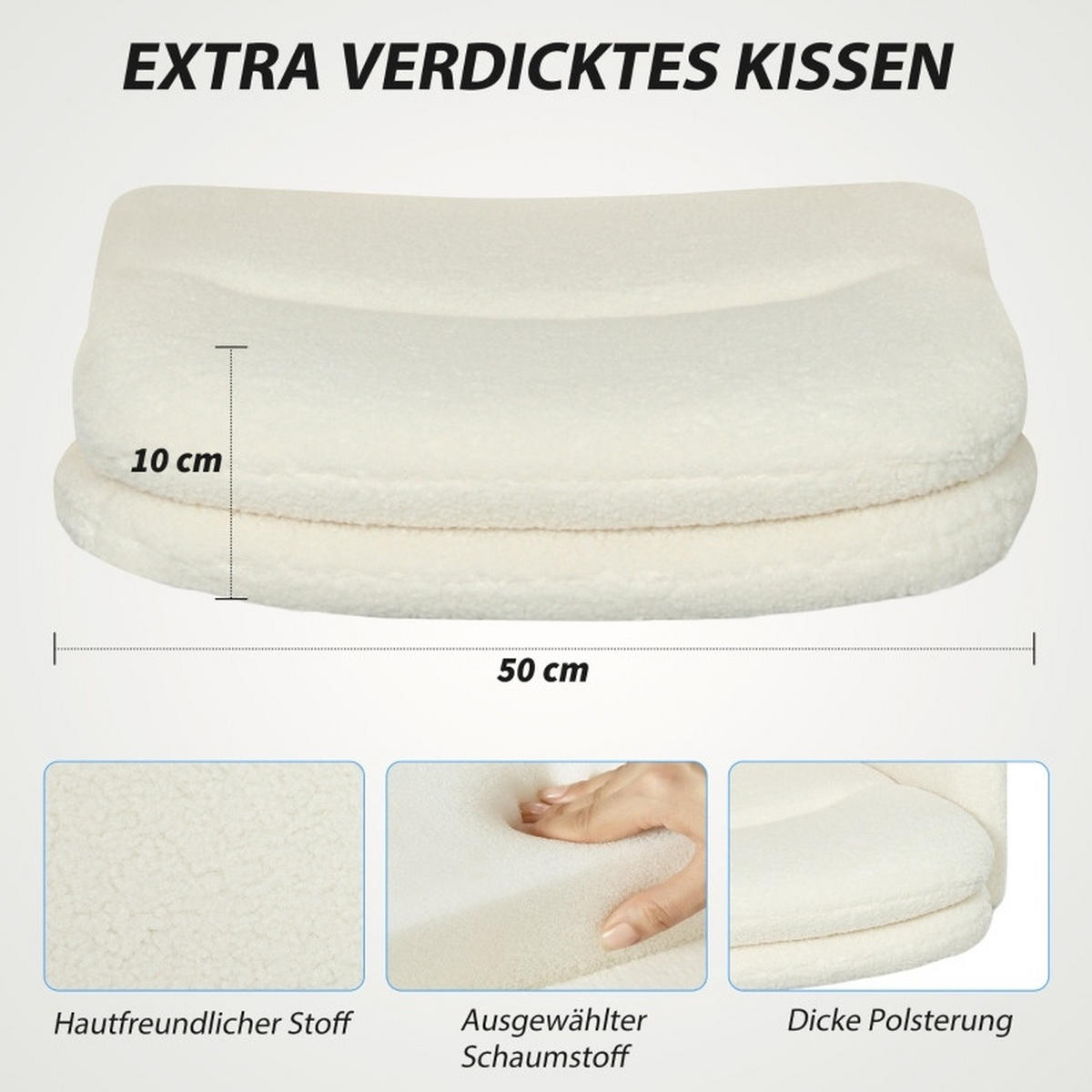 DREHSTUHL 65/61,5/91-101 cm cremeweiß aus Polyester mit Kippfunktion - Creme, Kunststoff (61.5/101/65cm) - OKWISH