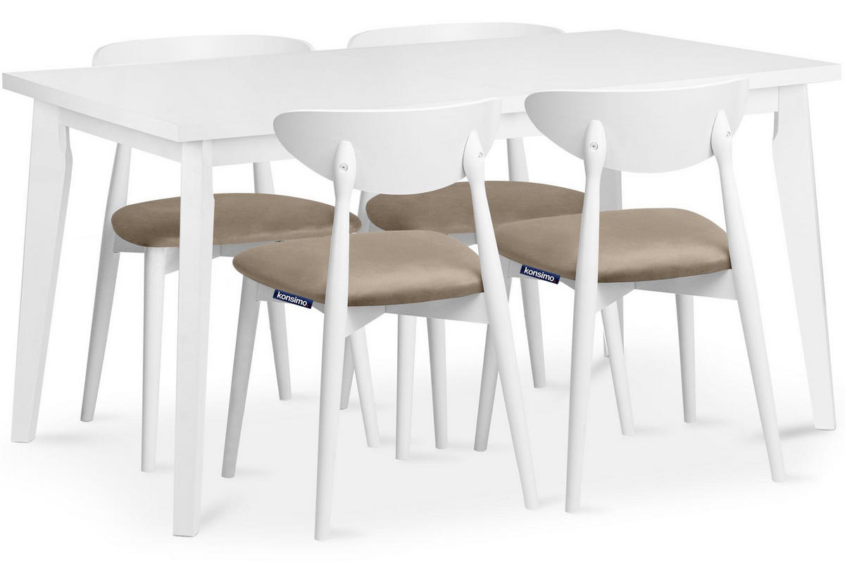 ESSTISCH RHENA ausziehbar bis 190cm, Weiß - Weiß, Holz (150/77/80cm) - KONSIMO®