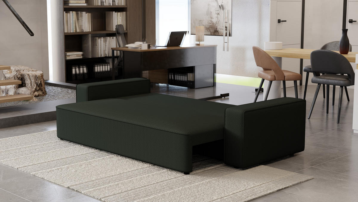 SOFA Vens mit Bettkasten und Schlaffunktion, Cordstoff - Graphitfarben, Holzwerkstoff (242/85/95cm)