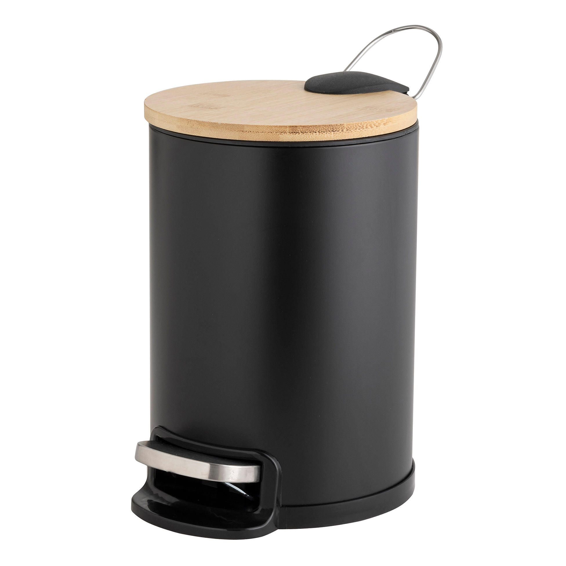 MÜLLEIMER Soft-Close Bambus 3 l Mobelle - Schwarz, Metall (21/27/17cm) - Douceur d´intérieur