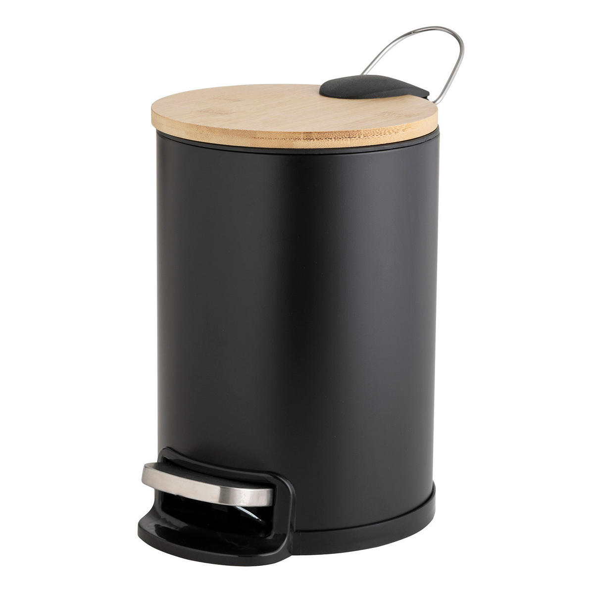 MÜLLEIMER Soft-Close Bambus 3 l Mobelle - Schwarz, Metall (21/27/17cm) - Douceur d´intérieur