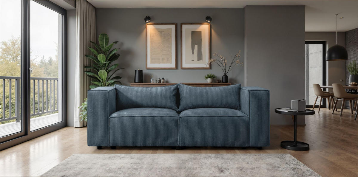 SOFA 2-sitzer Nevio - Blau, Holzwerkstoff/Textil (210/71/105cm) - Fun Möbel