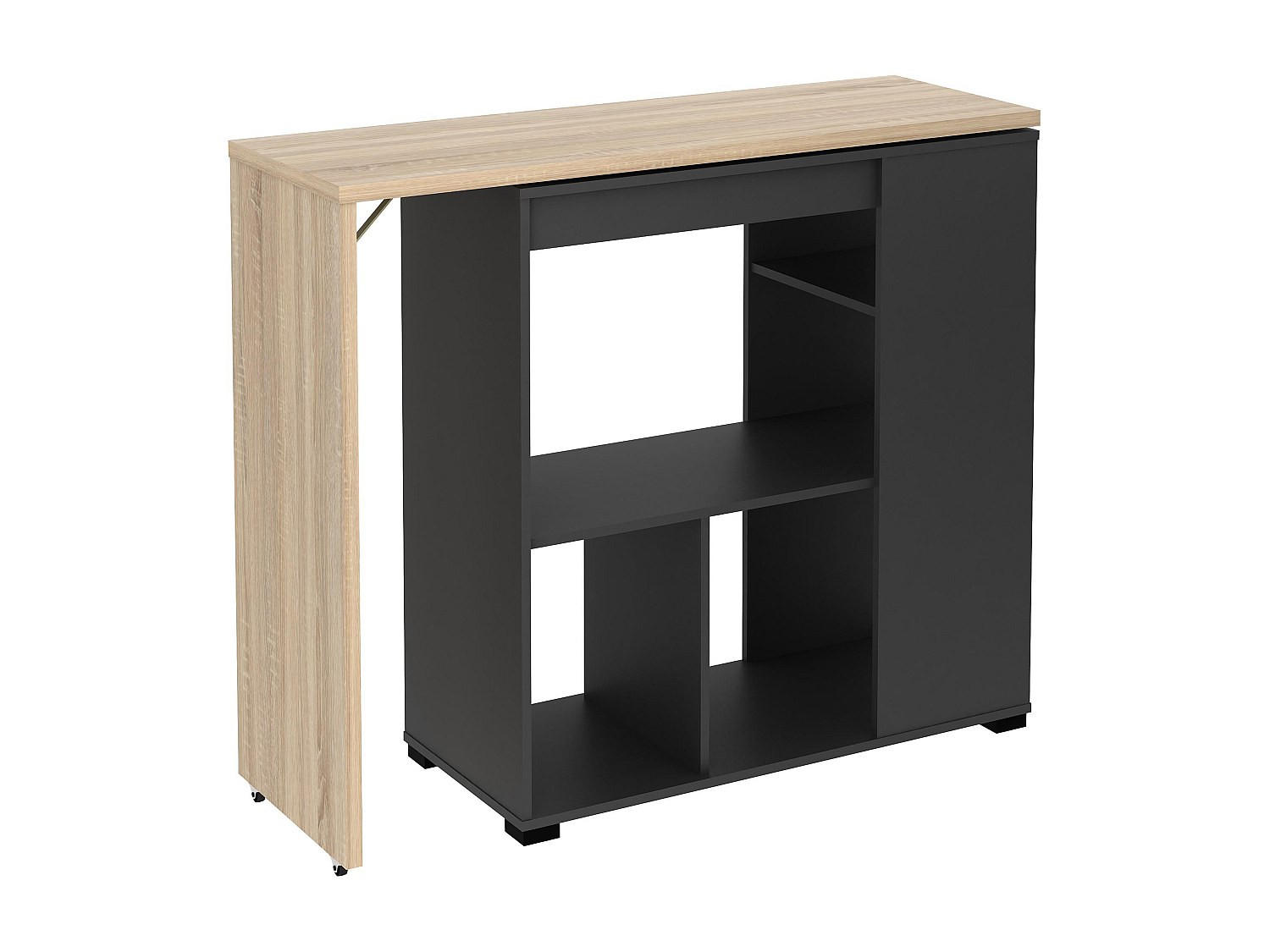 BARTISCH drehbar mit Stauraum - Holzfarben & Anthrazit - SATURNE - Anthrazit, Holz (39.6/100/172cm) - Vente-Unique