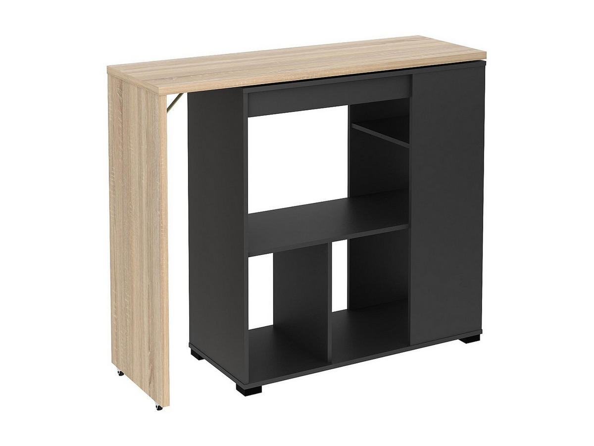 BARTISCH drehbar mit Stauraum - Holzfarben & Anthrazit - SATURNE - Anthrazit, Holz (172/100/39.6cm) - Vente-Unique