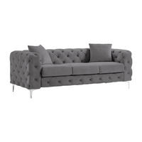 CHESTERFIELD-SOFA 3-Sitzer - Anthrazit - Samt - EDWINA - Anthrazit, Textil (91/76/220cm) - Vente-Unique